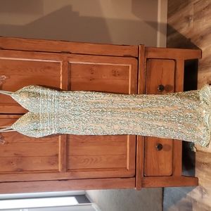 Sherri Hill formal dress, size 0 in nude/auqua